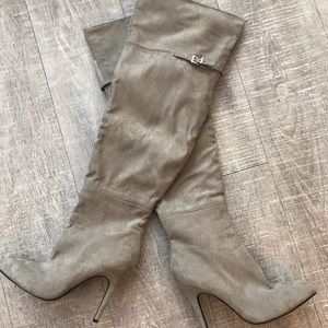 Over the knee gray boots